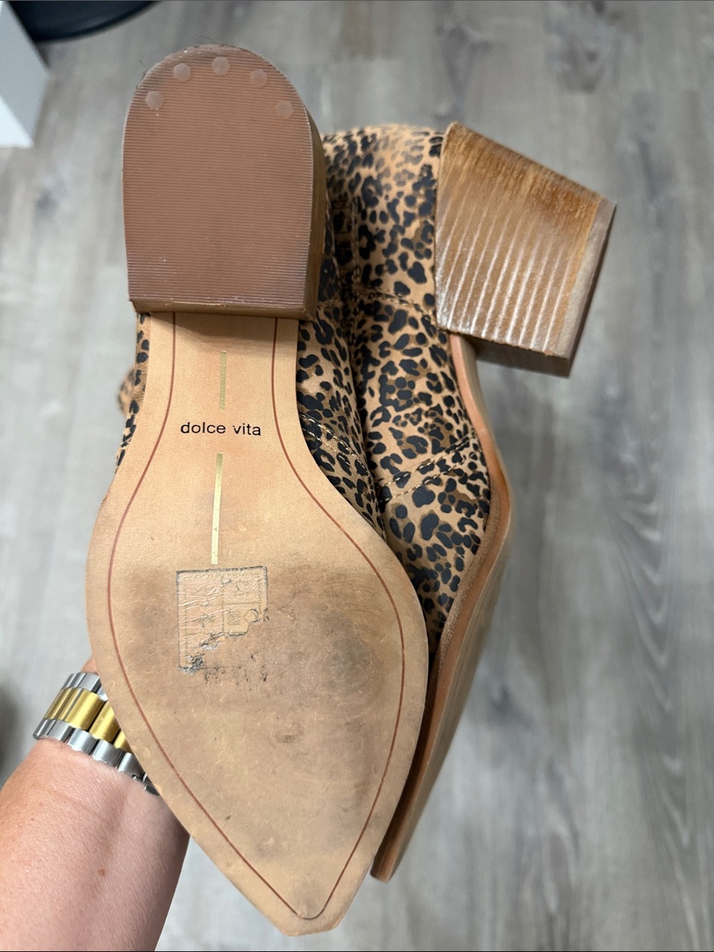 Dolce Vita distressed Leopard Print Women's Ankle Boots - Brown - Picture 3 of 5